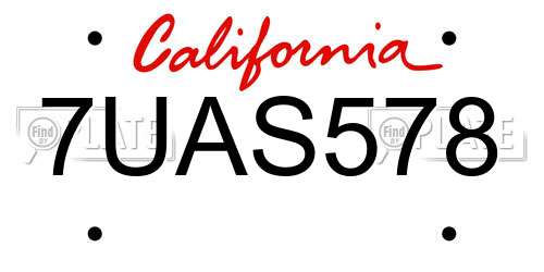 7UAS578 California License Plate