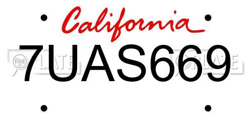 7UAS669 California License Plate