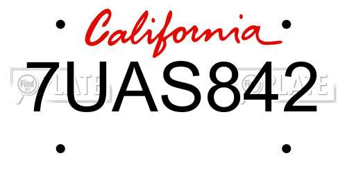 7UAS842 California License Plate