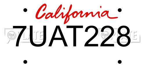 7UAT228 California License Plate