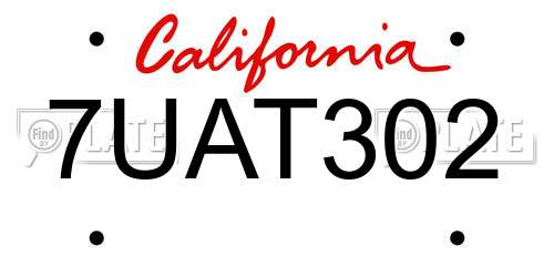 7UAT302 California License Plate