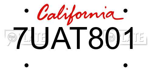 7UAT801 California License Plate