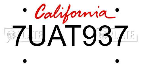 7UAT937 California License Plate