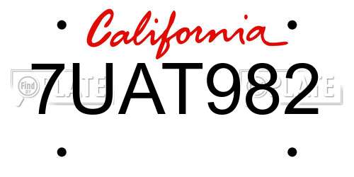 7UAT982 California License Plate