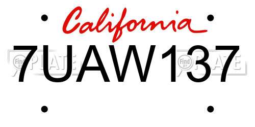 7UAW137 California License Plate