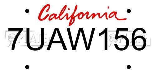 7UAW156 California License Plate