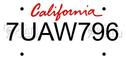 7UAW796 California License Plate