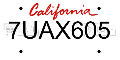 7UAX605 California License Plate