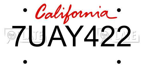 7UAY422 California License Plate