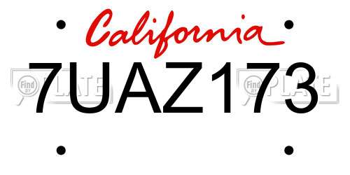 7UAZ173 California License Plate