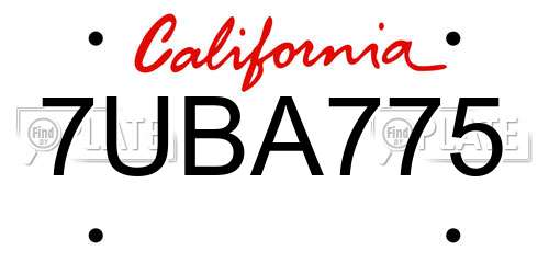 7UBA775 California License Plate
