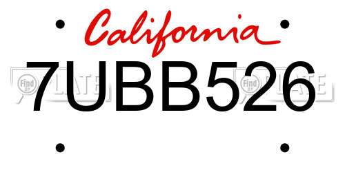 7UBB526 California License Plate