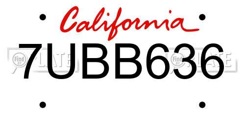 7UBB636 California License Plate