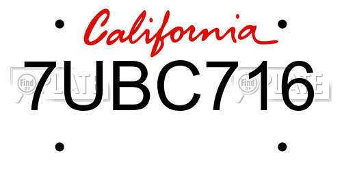 7UBC716 California License Plate