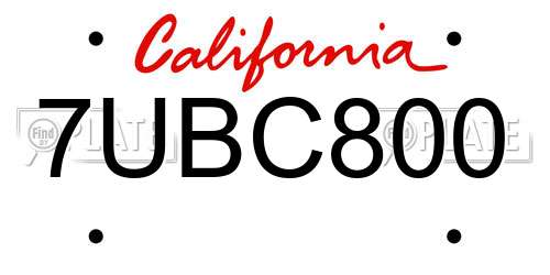 7UBC800 California License Plate