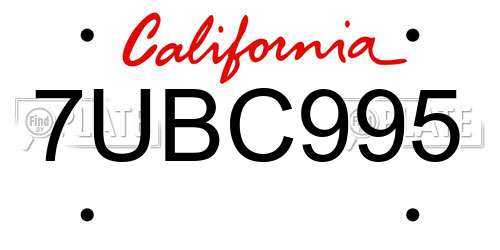 7UBC995 California License Plate