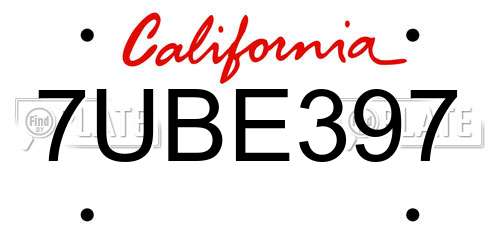 7UBE397 California License Plate