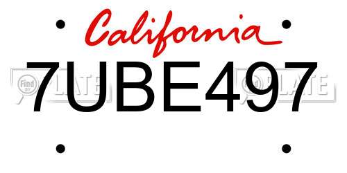 7UBE497 California License Plate