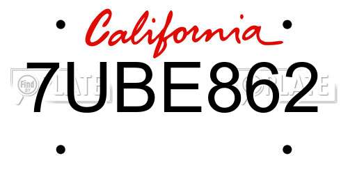 7UBE862 California License Plate