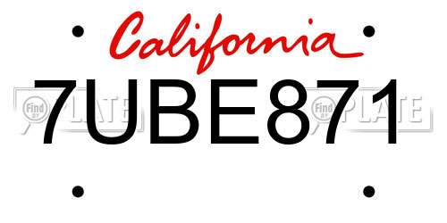 7UBE871 California License Plate