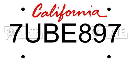 7UBE897 California License Plate