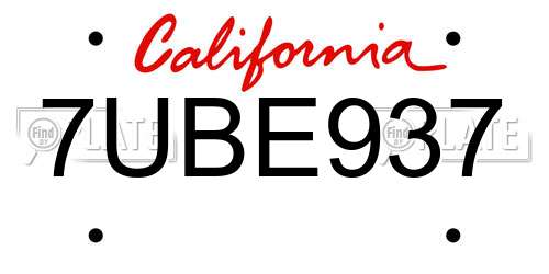 7UBE937 California License Plate