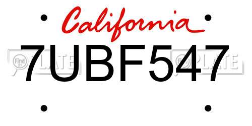 7UBF547 California License Plate