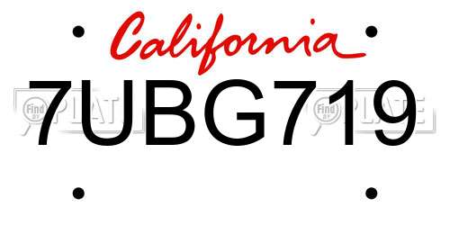 7UBG719 California License Plate