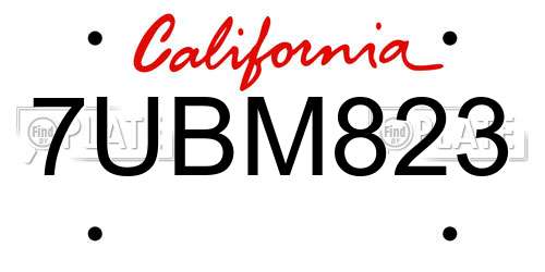 7UBM823 California License Plate