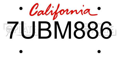 7UBM886 California License Plate