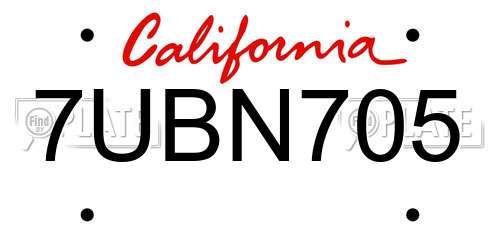 7UBN705 California License Plate