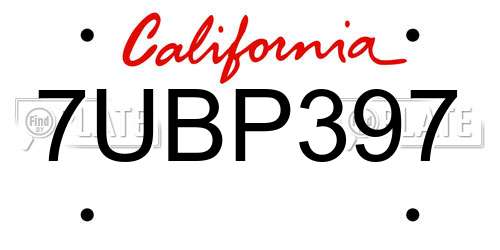 7UBP397 California License Plate
