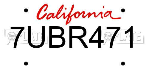 7UBR471 California License Plate
