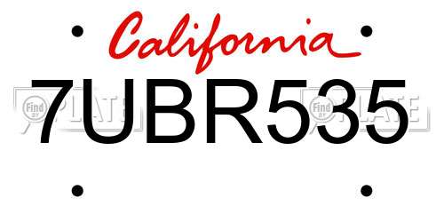 7UBR535 California License Plate
