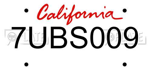 7UBS009 California License Plate