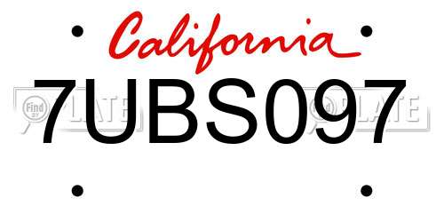 7UBS097 California License Plate