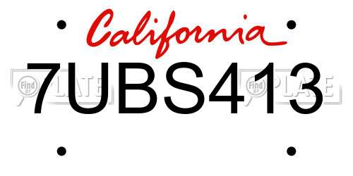 7UBS413 California License Plate