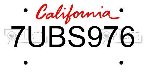 7UBS976 California License Plate