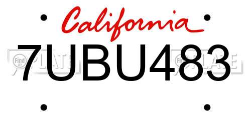 7UBU483 California License Plate