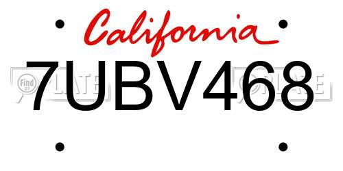 7UBV468 California License Plate