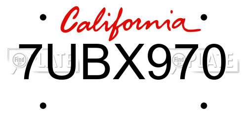 7UBX970 California License Plate