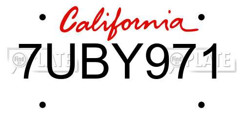 7UBY971 California License Plate