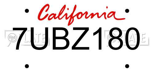 7UBZ180 California License Plate