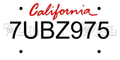 7UBZ975 California License Plate