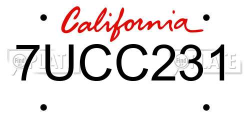 7UCC231 California License Plate