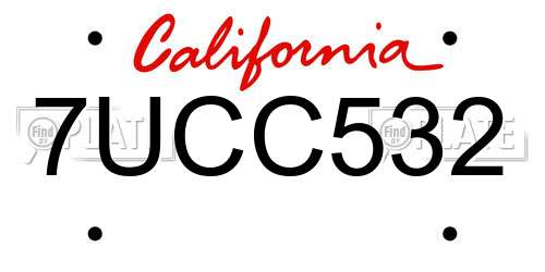 7UCC532 California License Plate