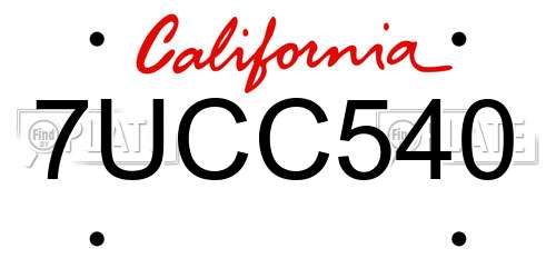 7UCC540 California License Plate