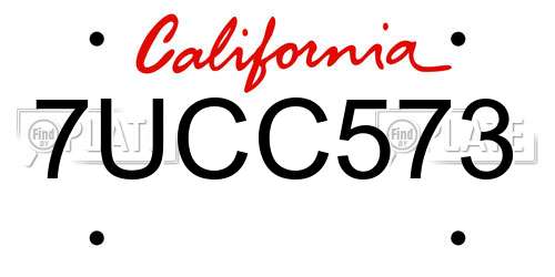 7UCC573 California License Plate