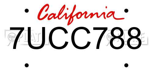 7UCC788 California License Plate