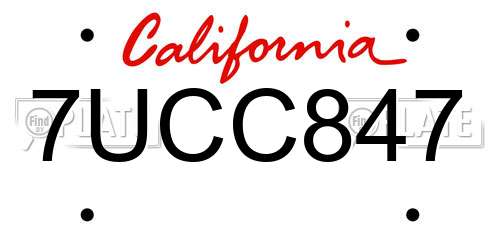 7UCC847 California License Plate